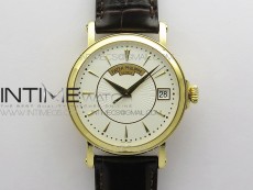 Calatrava 5153G-010 YG ZF 1:1 Best Edition White textured dial on Brown Leather Strap A324CS