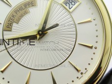 Calatrava 5153G-010 YG ZF 1:1 Best Edition White textured dial on Brown Leather Strap A324CS