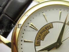 Calatrava 5153G-010 YG ZF 1:1 Best Edition White textured dial on Brown Leather Strap A324CS