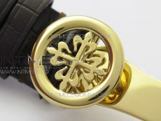 Calatrava 5153G-010 YG ZF 1:1 Best Edition White textured dial on Brown Leather Strap A324CS