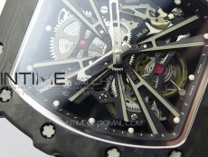 RM12-1 Real Tourbillon Forge Carbon KVF Best Edition Skeleton Dial on White Rubber Strap