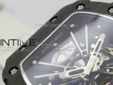 RM12-1 Real Tourbillon Forge Carbon KVF Best Edition Skeleton Dial on White Rubber Strap
