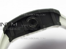 RM12-1 Real Tourbillon Forge Carbon KVF Best Edition Skeleton Dial on White Rubber Strap