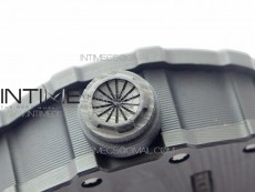 RM12-1 Real Tourbillon Forge Carbon KVF Best Edition Skeleton Dial on White Rubber Strap