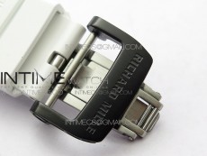 RM12-1 Real Tourbillon Forge Carbon KVF Best Edition Skeleton Dial on White Rubber Strap