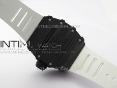 RM12-1 Real Tourbillon Forge Carbon KVF Best Edition Skeleton Dial on White Rubber Strap