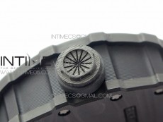 RM12-1 Real Tourbillon Forge Carbon KVF Best Edition Skeleton Dial on Black Rubber Strap