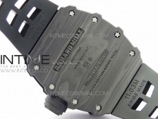 RM12-1 Real Tourbillon Forge Carbon KVF Best Edition Skeleton Dial on Black Rubber Strap