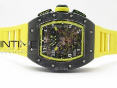 RM12-1 Real Tourbillon Forge Carbon KVF Best Edition Skeleton Dial Yellow inner bezel on Yellow Rubber Strap