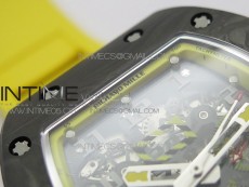 RM12-1 Real Tourbillon Forge Carbon KVF Best Edition Skeleton Dial Yellow inner bezel on Yellow Rubber Strap