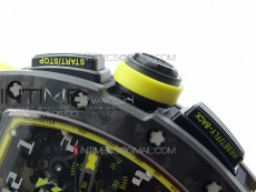 RM12-1 Real Tourbillon Forge Carbon KVF Best Edition Skeleton Dial Yellow inner bezel on Yellow Rubber Strap