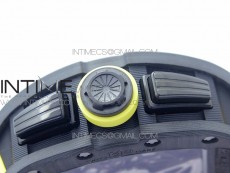 RM12-1 Real Tourbillon Forge Carbon KVF Best Edition Skeleton Dial Yellow inner bezel on Yellow Rubber Strap