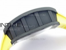 RM12-1 Real Tourbillon Forge Carbon KVF Best Edition Skeleton Dial Yellow inner bezel on Yellow Rubber Strap