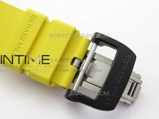RM12-1 Real Tourbillon Forge Carbon KVF Best Edition Skeleton Dial Yellow inner bezel on Yellow Rubber Strap