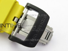 RM12-1 Real Tourbillon Forge Carbon KVF Best Edition Skeleton Dial Yellow inner bezel on Yellow Rubber Strap