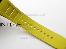 RM12-1 Real Tourbillon Forge Carbon KVF Best Edition Skeleton Dial Yellow inner bezel on Yellow Rubber Strap