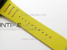 RM12-1 Real Tourbillon Forge Carbon KVF Best Edition Skeleton Dial Yellow inner bezel on Yellow Rubber Strap