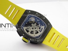 RM12-1 Real Tourbillon Forge Carbon KVF Best Edition Skeleton Dial Yellow inner bezel on Yellow Rubber Strap