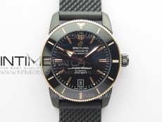 SuperOcean 42mm AB2010 DLC/RG B50 1:1 Best Edition Black Dial Black Ceramic Bezel on Black Rubber strap A2824