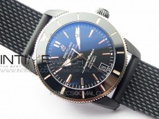 SuperOcean 42mm AB2010 DLC/RG B50 1:1 Best Edition Black Dial Black Ceramic Bezel on Black Rubber strap A2824