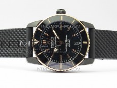 SuperOcean 42mm AB2010 DLC/RG B50 1:1 Best Edition Black Dial Black Ceramic Bezel on Black Rubber strap A2824