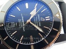 SuperOcean 42mm AB2010 DLC/RG B50 1:1 Best Edition Black Dial Black Ceramic Bezel on Black Rubber strap A2824