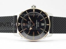 SuperOcean 42mm AB2010 SS/RG B50 1:1 Best Edition Black Dial Black Ceramic Bezel on Black Rubber strap A2824
