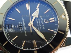 SuperOcean 42mm AB2010 SS/RG B50 1:1 Best Edition Black Dial Black Ceramic Bezel on Black Rubber strap A2824