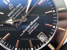 SuperOcean 42mm AB2010 SS/RG B50 1:1 Best Edition Black Dial Black Ceramic Bezel on Black Rubber strap A2824