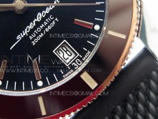 SuperOcean 42mm AB2010 SS/RG B50 1:1 Best Edition Black Dial Black Ceramic Bezel on Black Rubber strap A2824