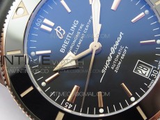 SuperOcean 42mm AB2010 SS/RG B50 1:1 Best Edition Black Dial Black Ceramic Bezel on Black Rubber strap A2824