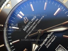 SuperOcean 42mm AB2010 SS/RG B50 1:1 Best Edition Black Dial Black Ceramic Bezel on Black Rubber strap A2824