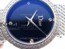 La d de dior satine SS Case 5055F 1:1 Best Edition  Blue Dial on SS bracelet Swiss Quartz