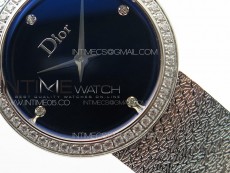 La d de dior satine SS Case 5055F 1:1 Best Edition  Blue Dial on SS bracelet Swiss Quartz