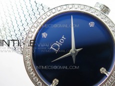 La d de dior satine SS Case 5055F 1:1 Best Edition  Blue Dial on SS bracelet Swiss Quartz