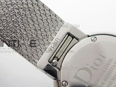 La d de dior satine SS Case 5055F 1:1 Best Edition  Blue Dial on SS bracelet Swiss Quartz