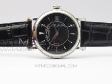 Calatrava 5153G SS ZF 1:1 Best Edition Black textured dial on Black Leather Strap A324CS