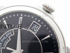 Calatrava 5153G SS ZF 1:1 Best Edition Black textured dial on Black Leather Strap A324CS