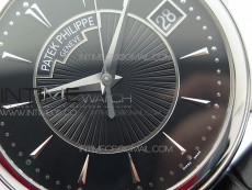 Calatrava 5153G SS ZF 1:1 Best Edition Black textured dial on Black Leather Strap A324CS