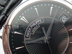 Calatrava 5153G SS ZF 1:1 Best Edition Black textured dial on Black Leather Strap A324CS