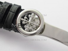 Calatrava 5153G SS ZF 1:1 Best Edition Black textured dial on Black Leather Strap A324CS