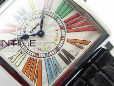 Master Square SS Ladies ZF 1:1 Best Edition White Colorful Roman Dial on Black Leather Strap Ronda Quartz