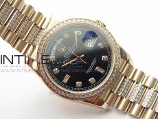 Day-Date 36 128235 RG/Crystal BP Best Edition Black Crystal Marker Dial on RG President Bracelet A2836