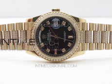 Day-Date 36 128235 RG/Crystal BP Best Edition Black Crystal Marker Dial on RG President Bracelet A2836