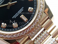 Day-Date 36 128235 RG/Crystal BP Best Edition Black Crystal Marker Dial on RG President Bracelet A2836