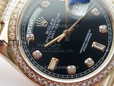 Day-Date 36 128235 RG/Crystal BP Best Edition Black Crystal Marker Dial on RG President Bracelet A2836