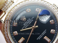 Day-Date 36 128235 RG/Crystal BP Best Edition Black Crystal Marker Dial on RG President Bracelet A2836