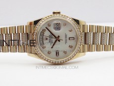 Day-Date 36 128235 RG/Crystal BP Best Edition White MOP Crystal Marker Dial on RG President Bracelet A2836