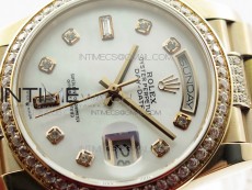 Day-Date 36 128235 RG/Crystal BP Best Edition White MOP Crystal Marker Dial on RG President Bracelet A2836