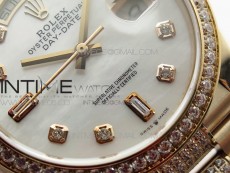 Day-Date 36 128235 RG/Crystal BP Best Edition White MOP Crystal Marker Dial on RG President Bracelet A2836
